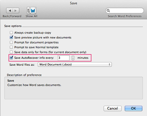 How To Autosave On Word For Mac